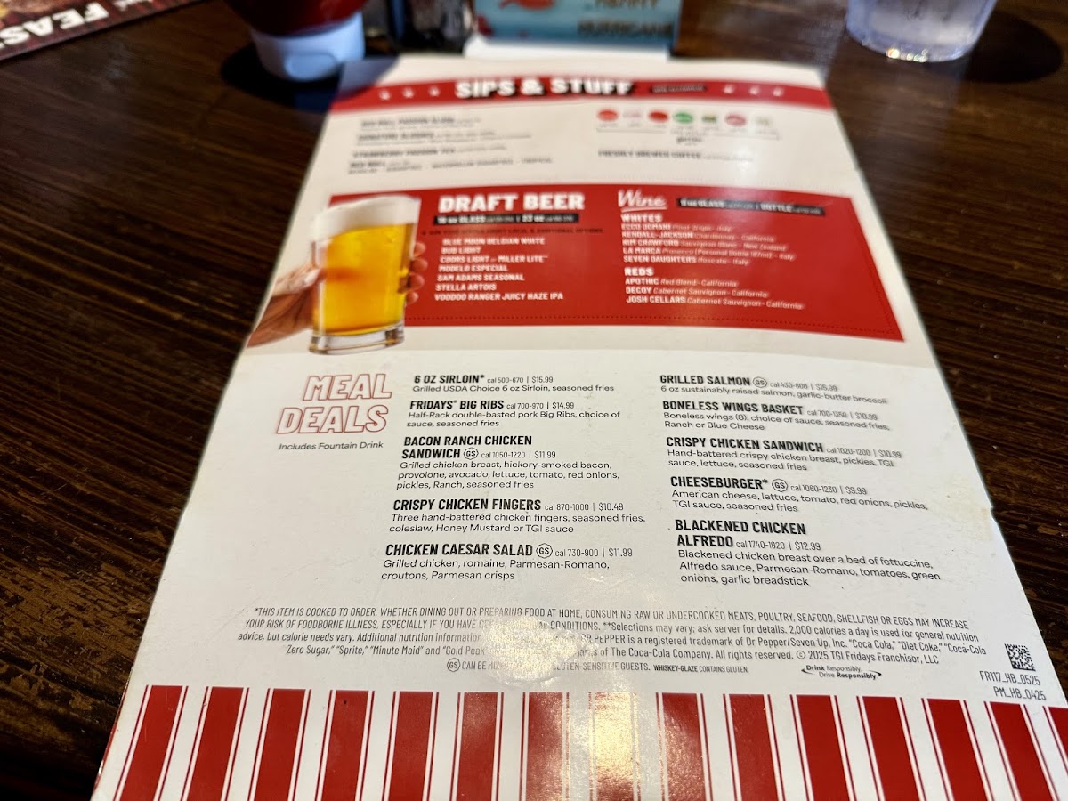 TGI Fridays Photo Menu 1