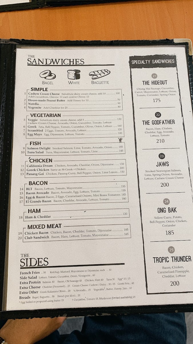 The Hideout Photo Menu 1