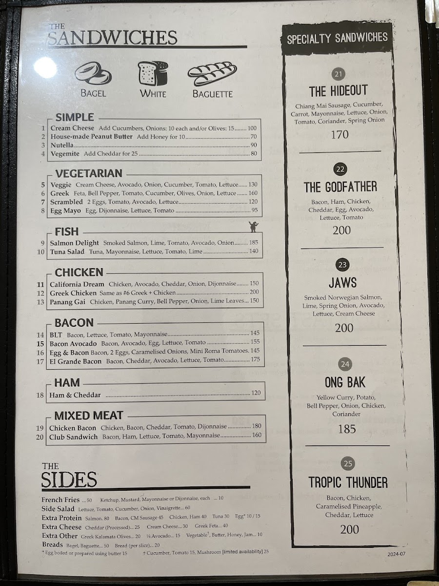 The Hideout Photo Menu 3