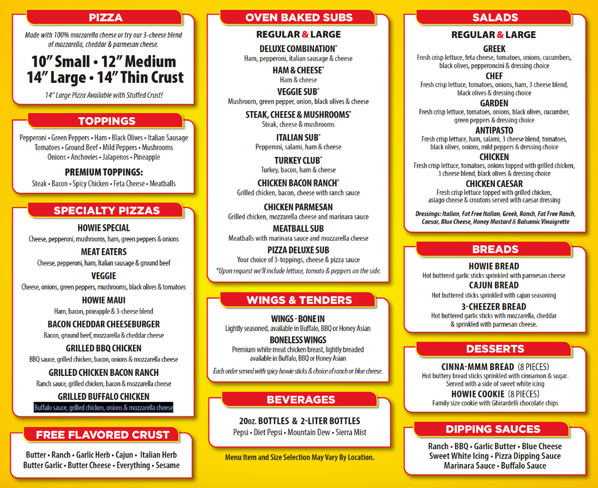 Hungry Howie's Pizza & Subs Photo Menu 1