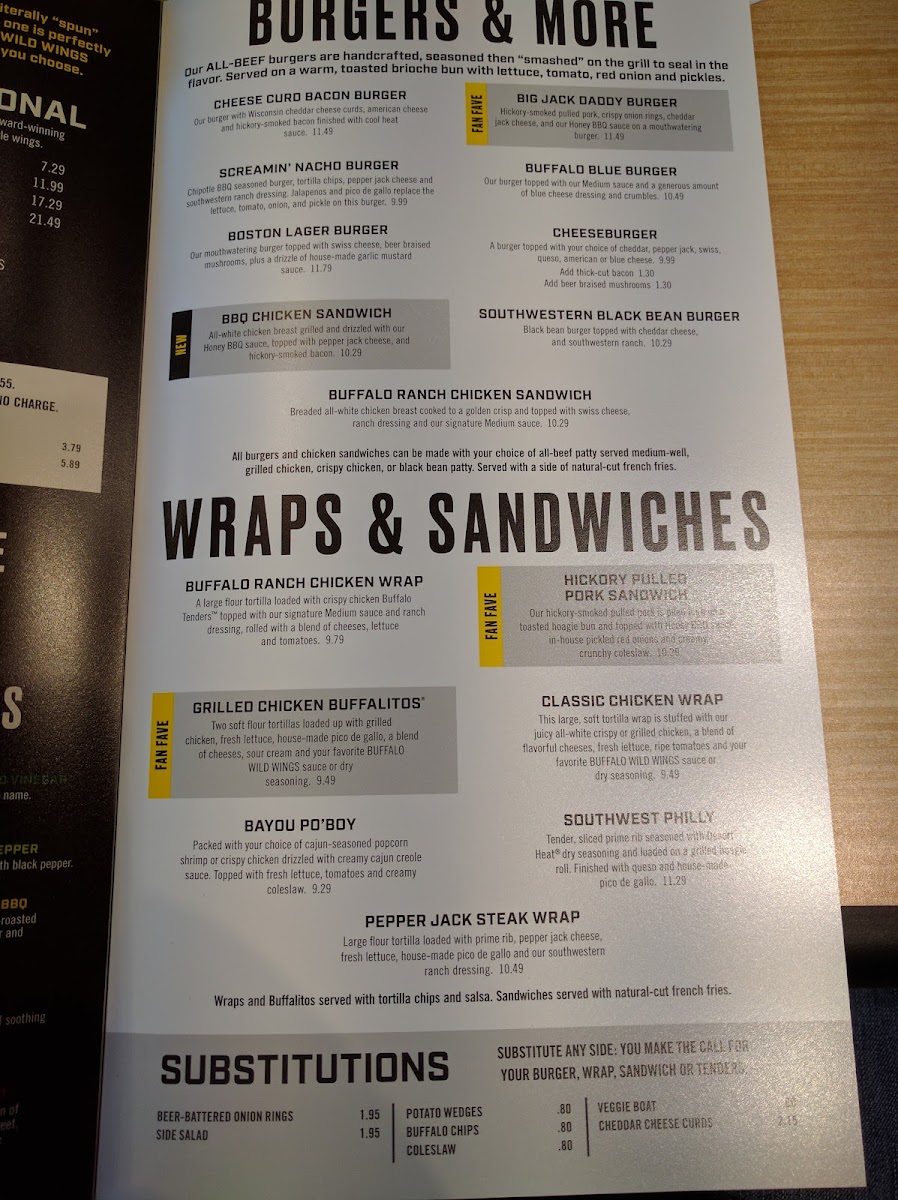 Buffalo Wild Wings Photo Menu 7