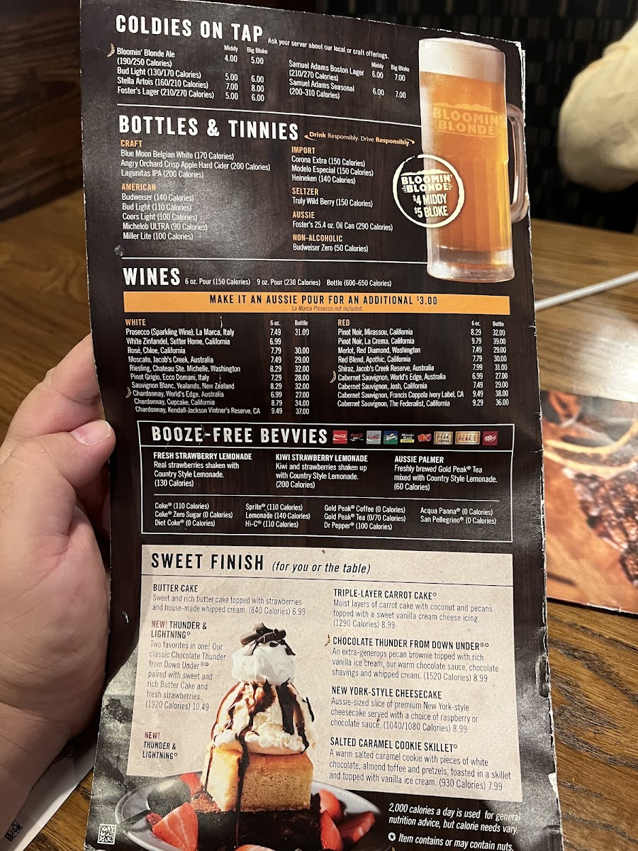 Outback Steakhouse Photo Menu 4