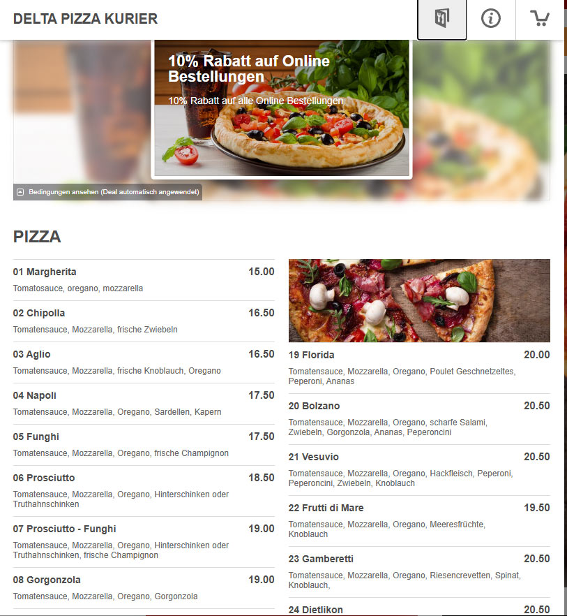 Delta Pizza Kurier Photo Menu 1