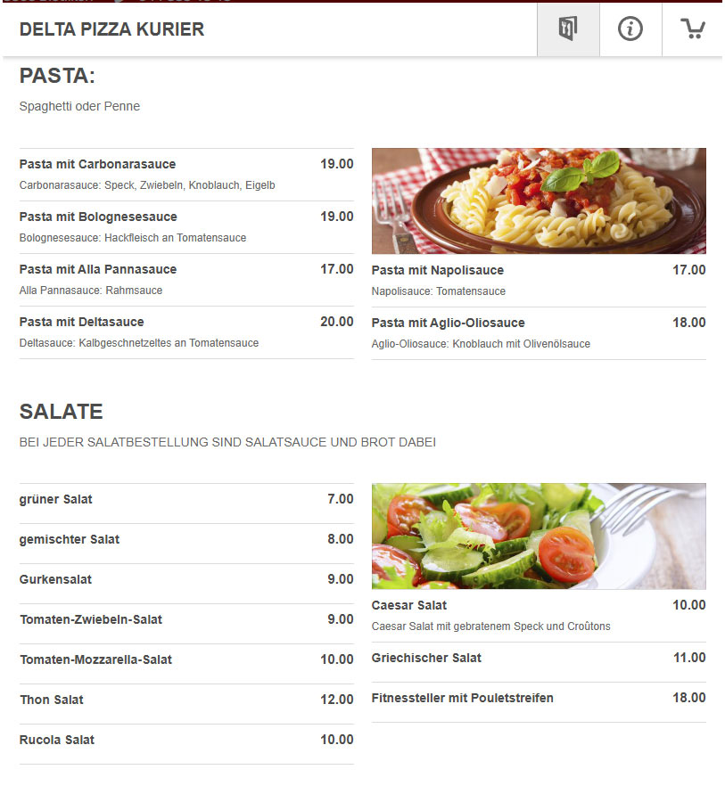 Delta Pizza Kurier Photo Menu 2