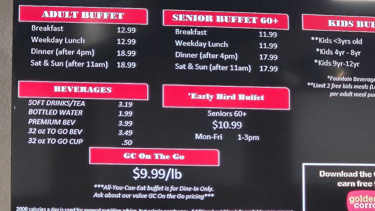 Golden Corral Buffet & Grill Photo Menu 1