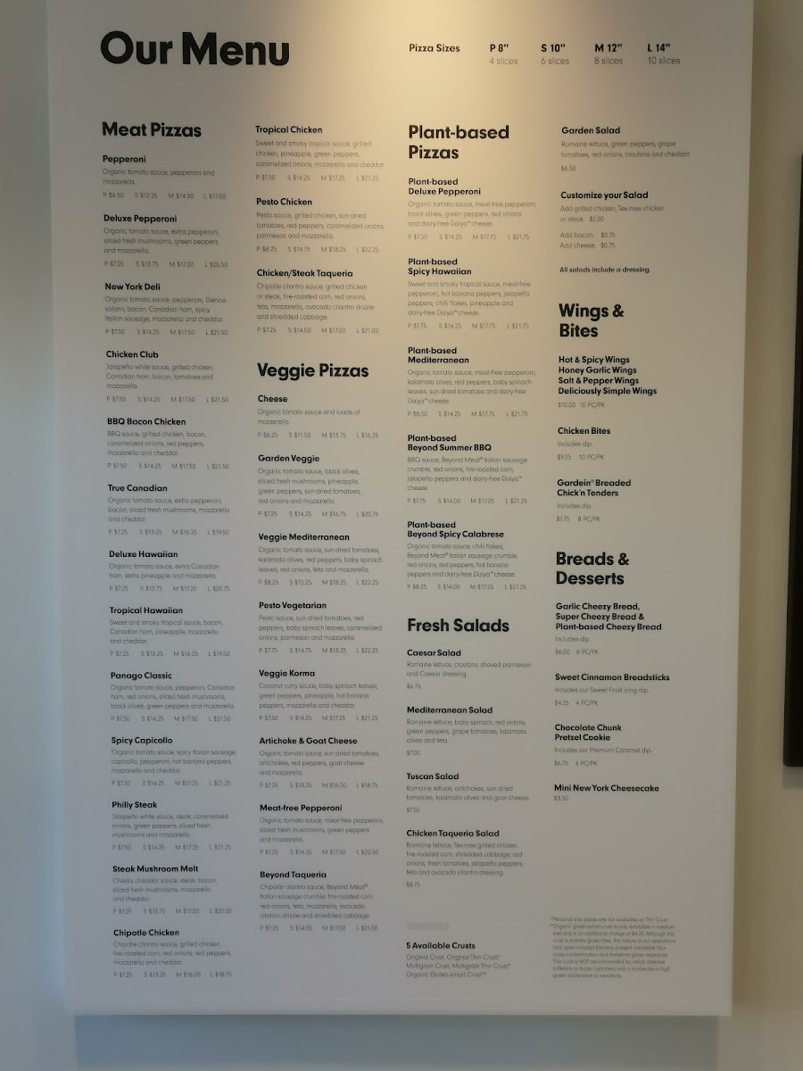 Panago Pizza Photo Menu 1