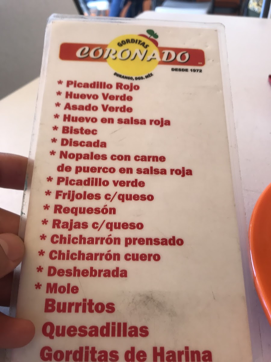 Gorditas Coronado Photo Menu 1
