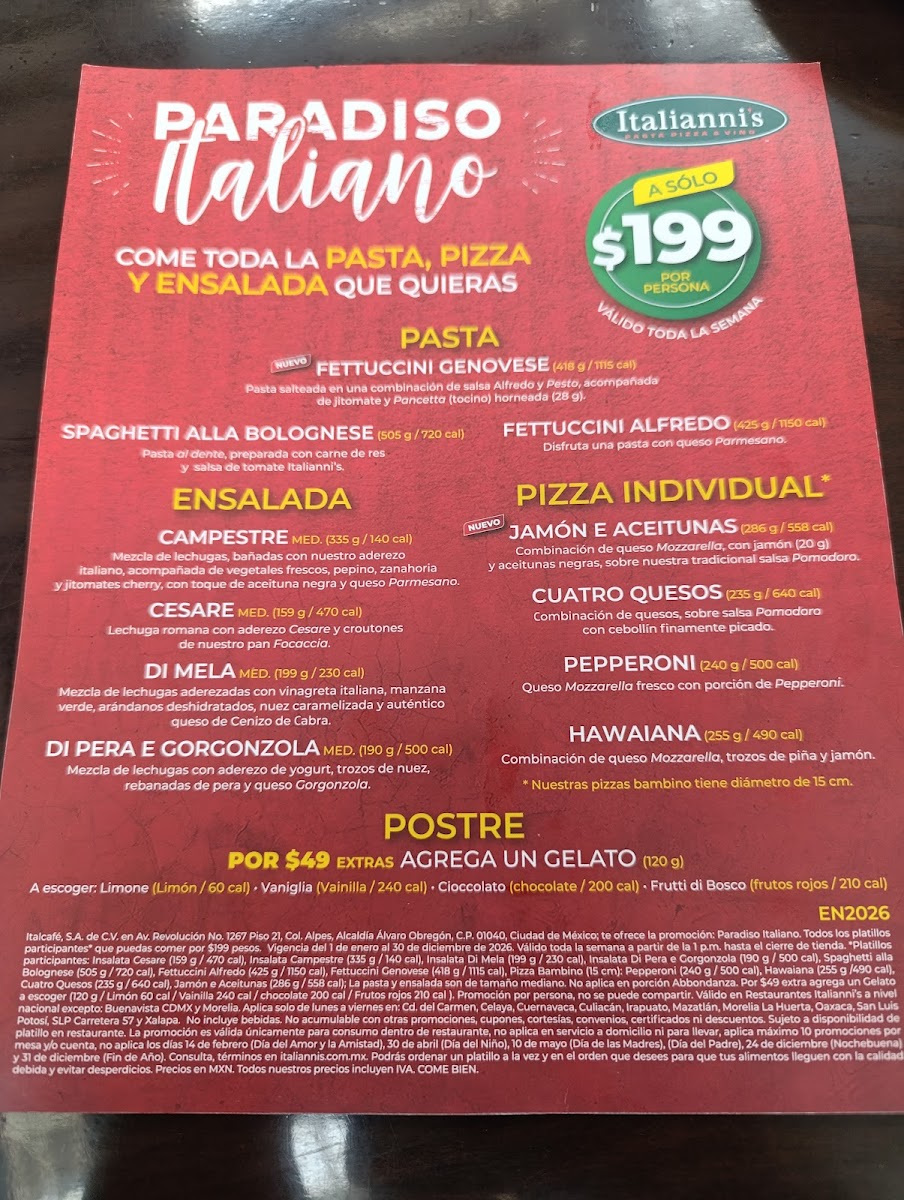 Italianni’s Photo Menu 1