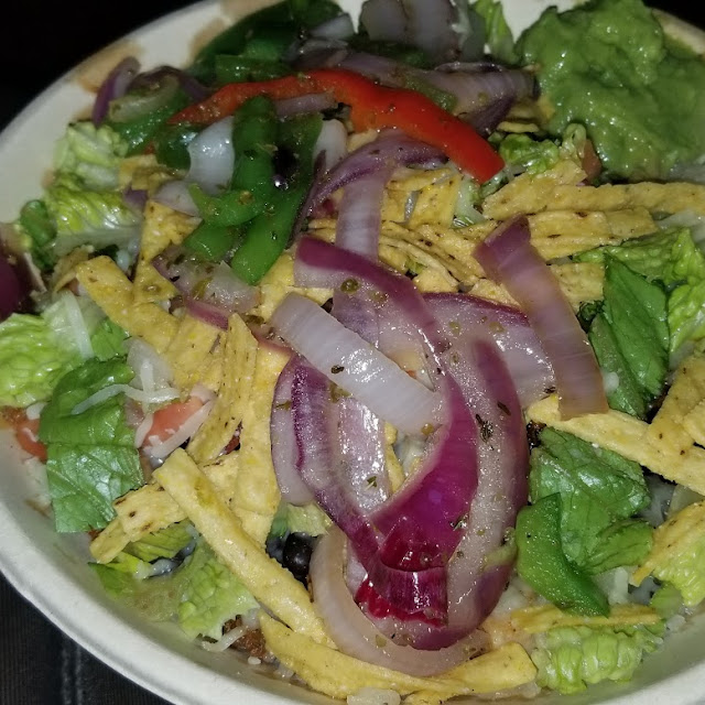 Chicken Bowl with Chips and Guacamole
