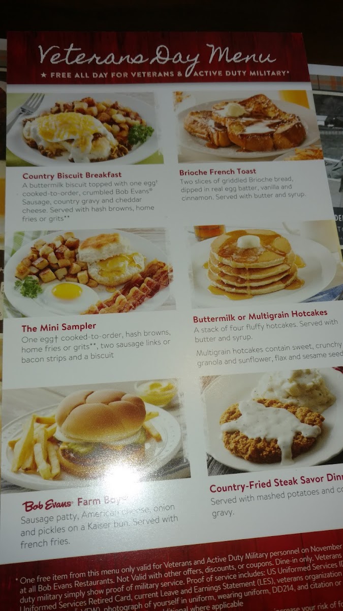 Bob Evans Photo Menu 5