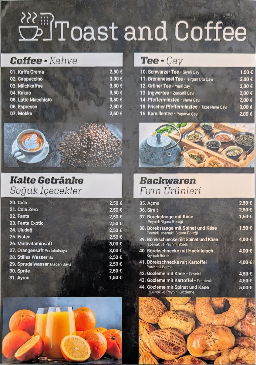 Toast and Coffee Photo Menu 2