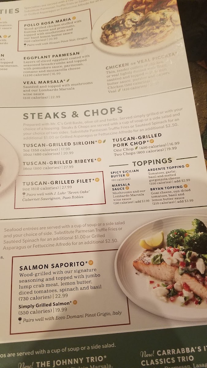 Carrabba's Italian Grill Photo Menu 3