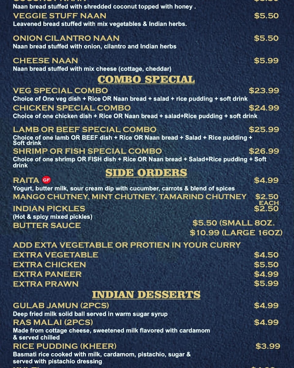 The Masala Culture Photo Menu 1