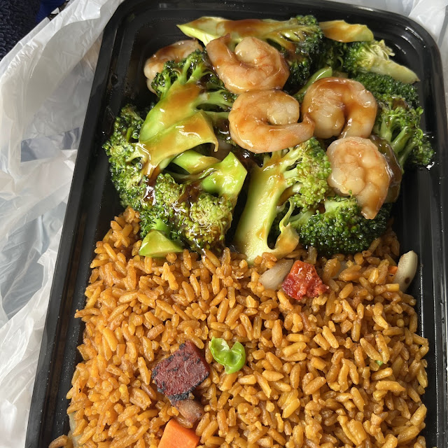 Shrimp with Broccoli Combination Platter