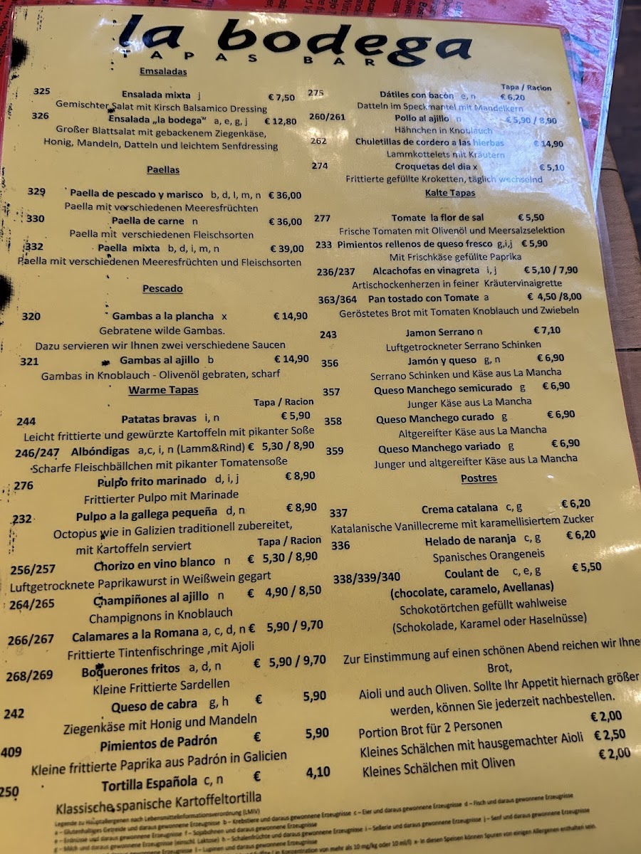La Bodega Photo Menu 2