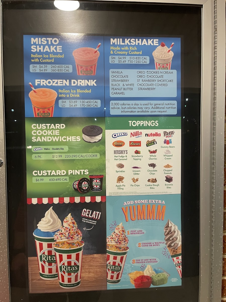 Rita's Italian Ice & Frozen Custard Photo Menu 1
