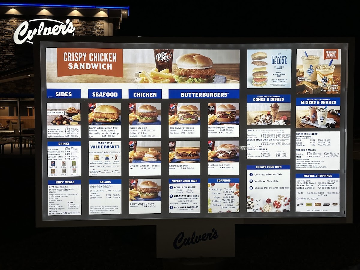 Culver’s Photo Menu 1