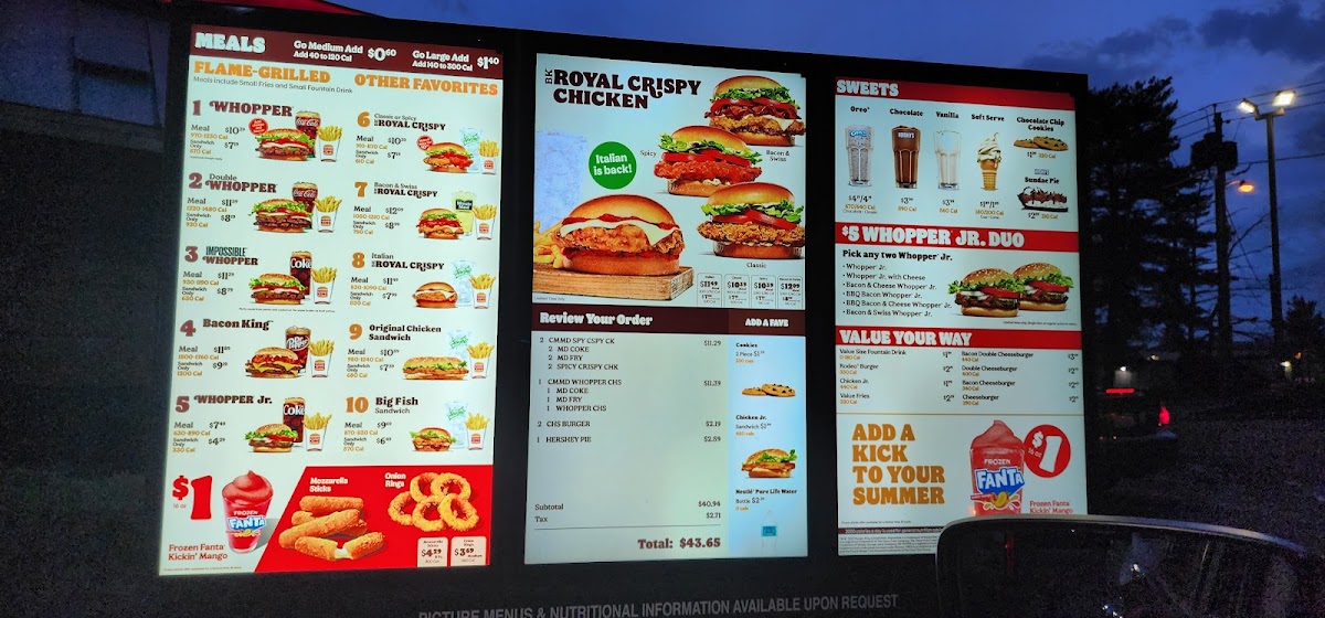 Burger King Photo Menu 1