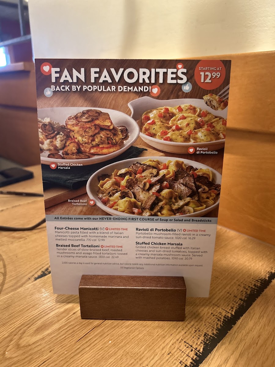 Olive Garden Italian Restaurant Photo Menu 1