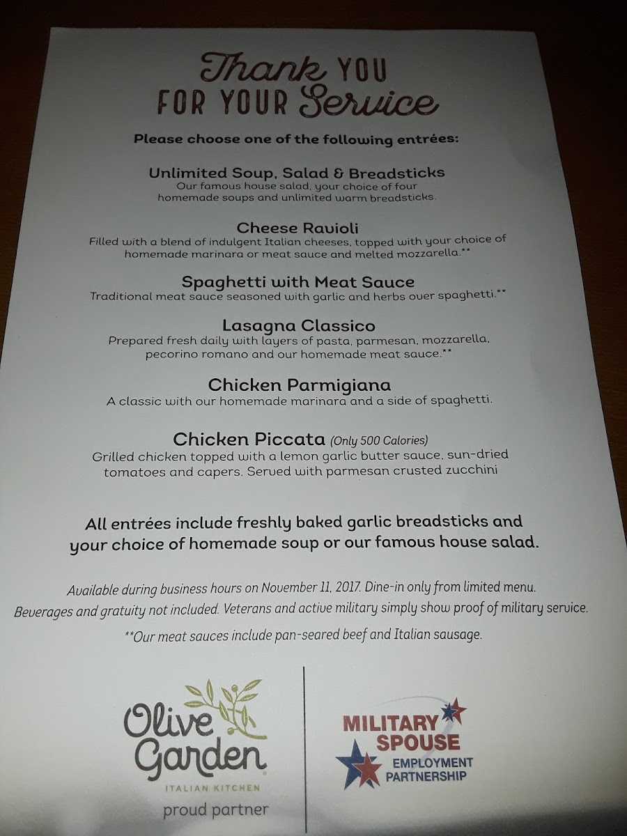 Olive Garden Italian Restaurant Photo Menu 10