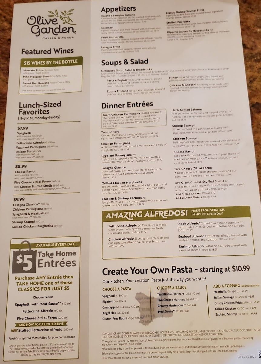 Olive Garden Italian Restaurant Photo Menu 5