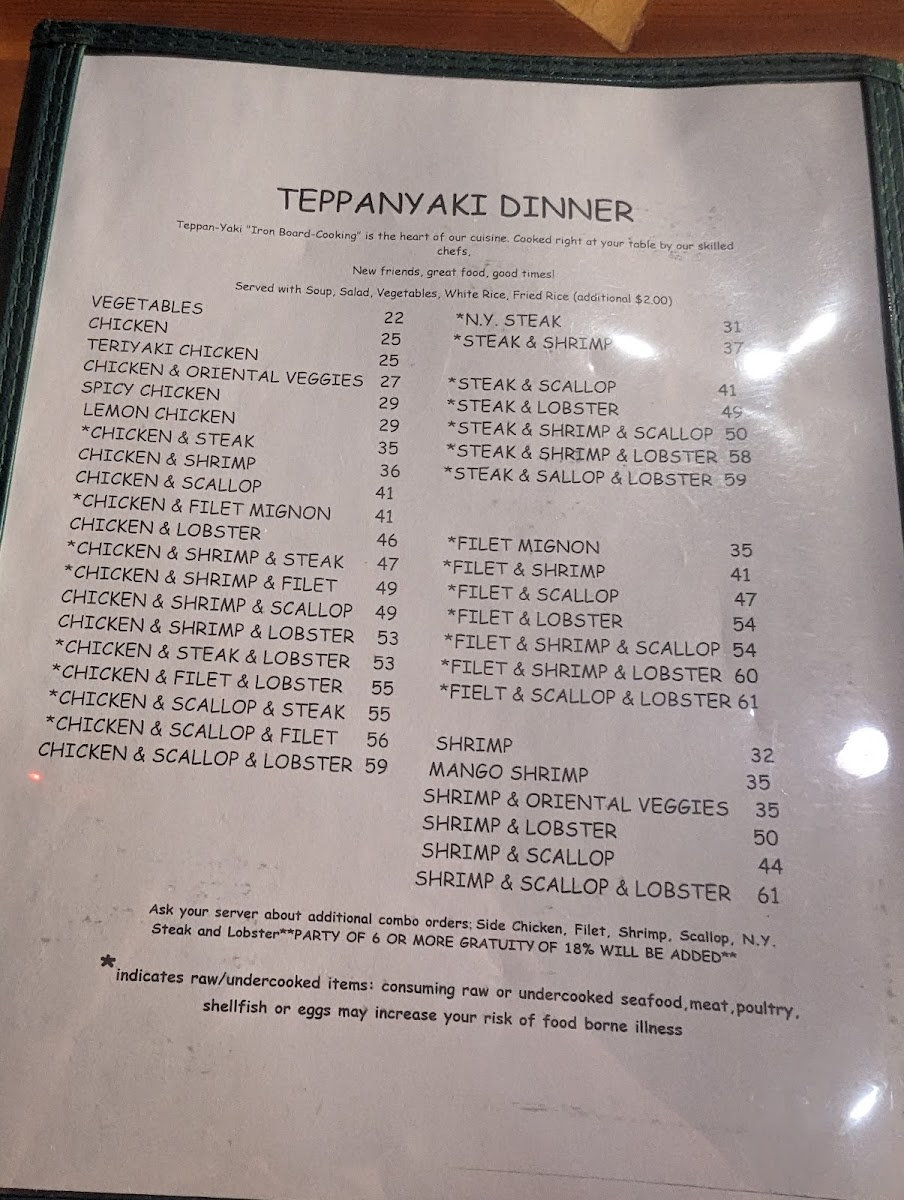 Sakura Teppan Steak & Sushi Photo Menu 6