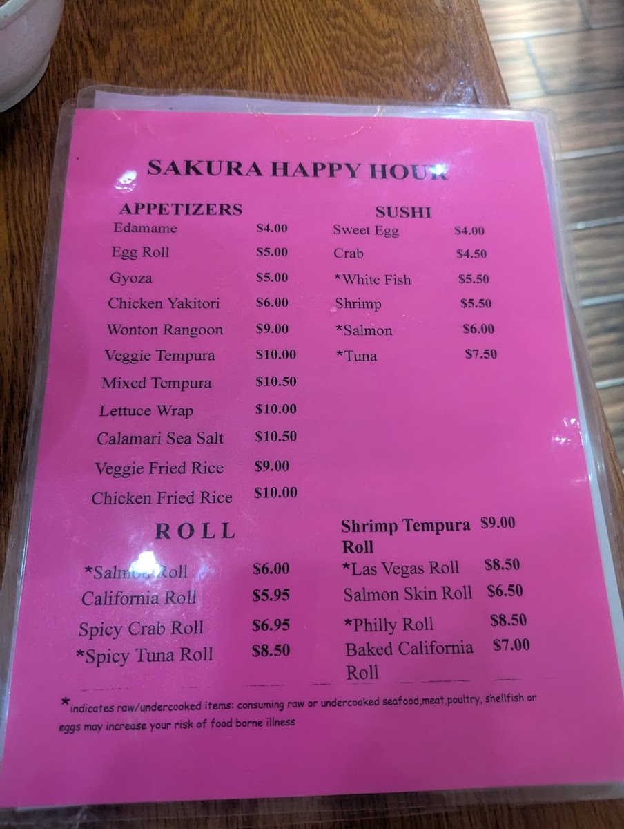 Sakura Teppan Steak & Sushi Photo Menu 7