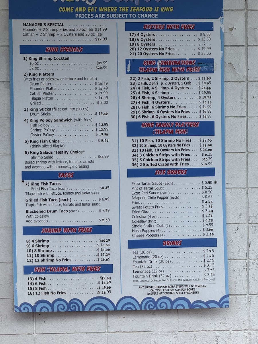 King Seafood Photo Menu 1