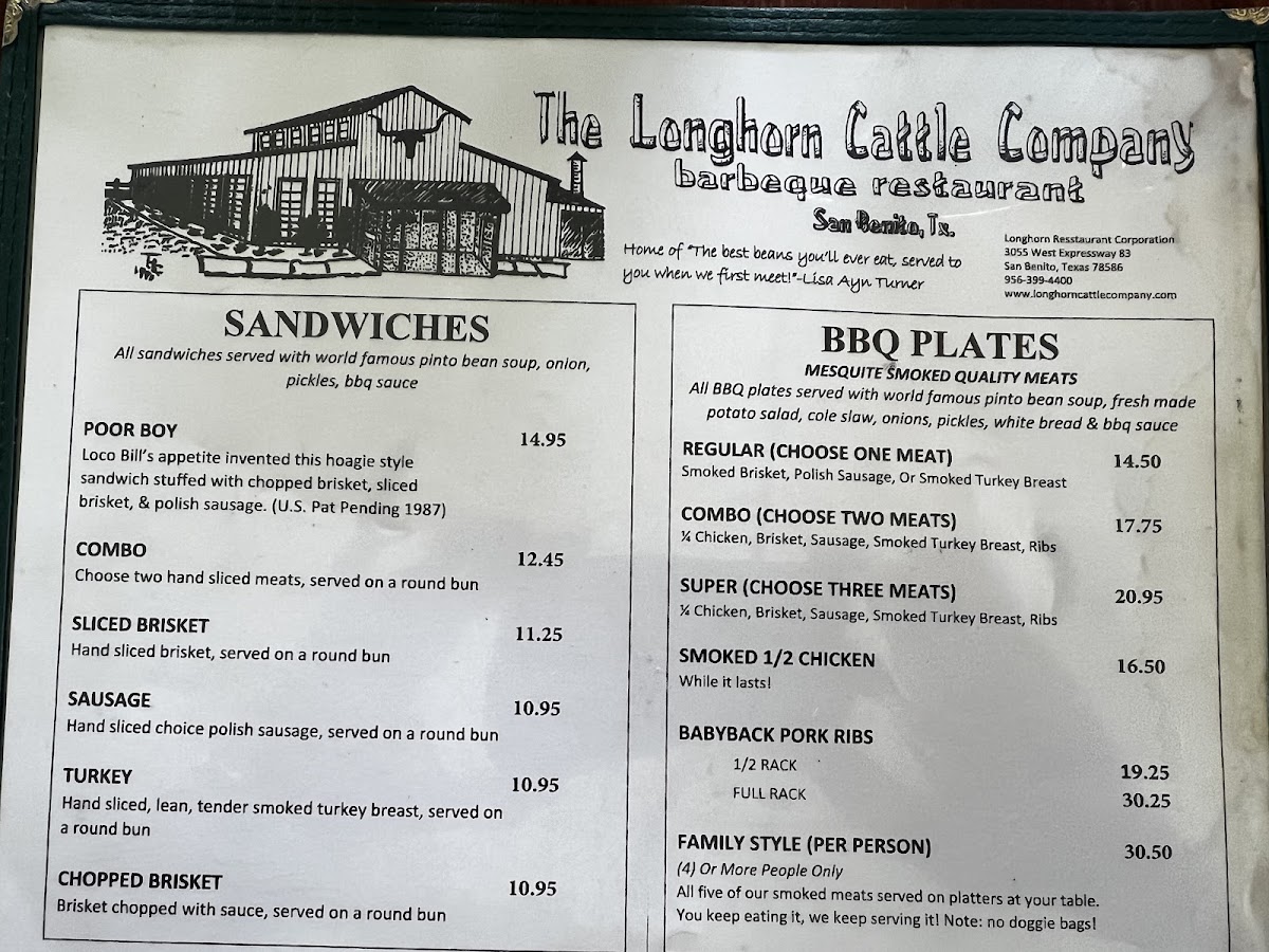 Longhorn Cattle Company Photo Menu 2