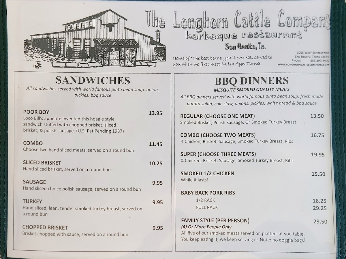 Longhorn Cattle Company Photo Menu 3