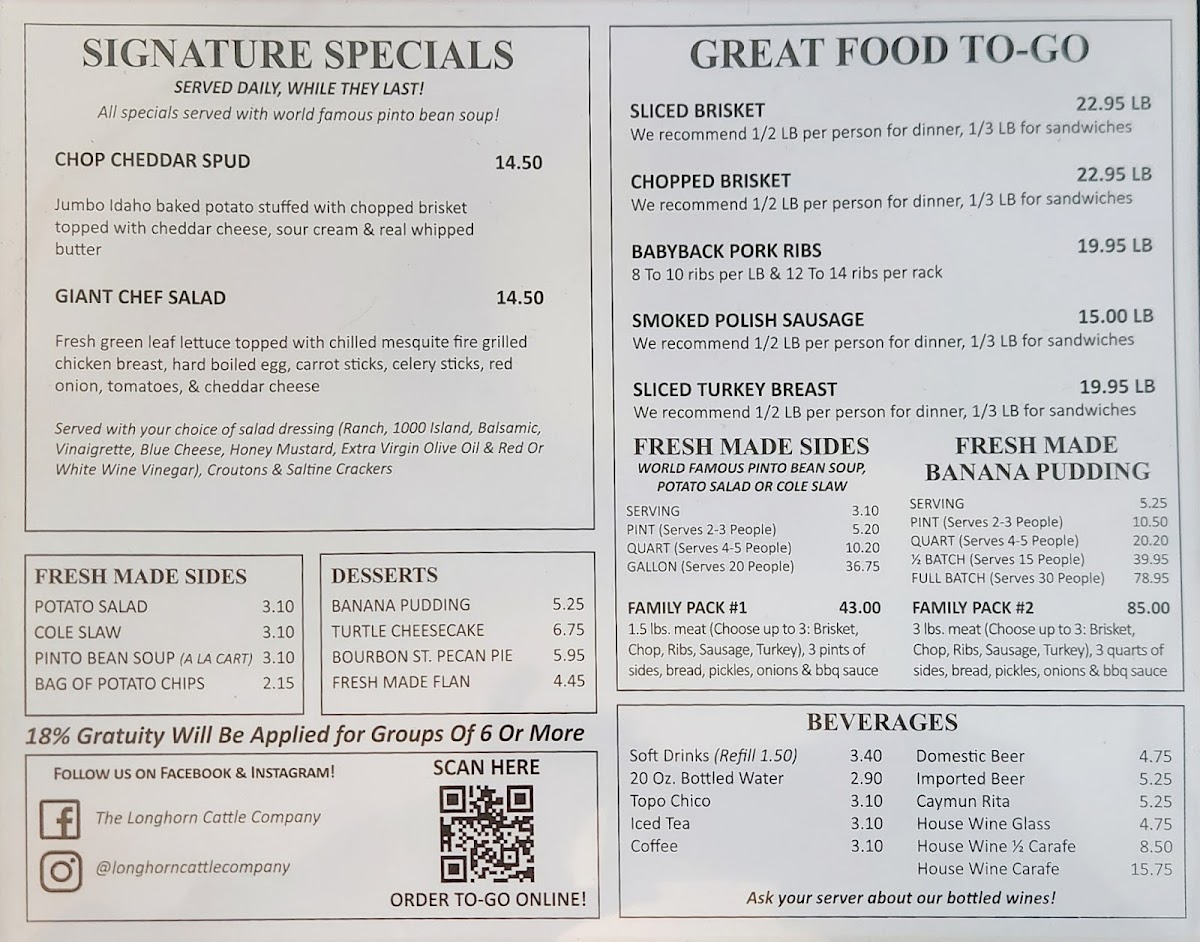Longhorn Cattle Company Photo Menu 5