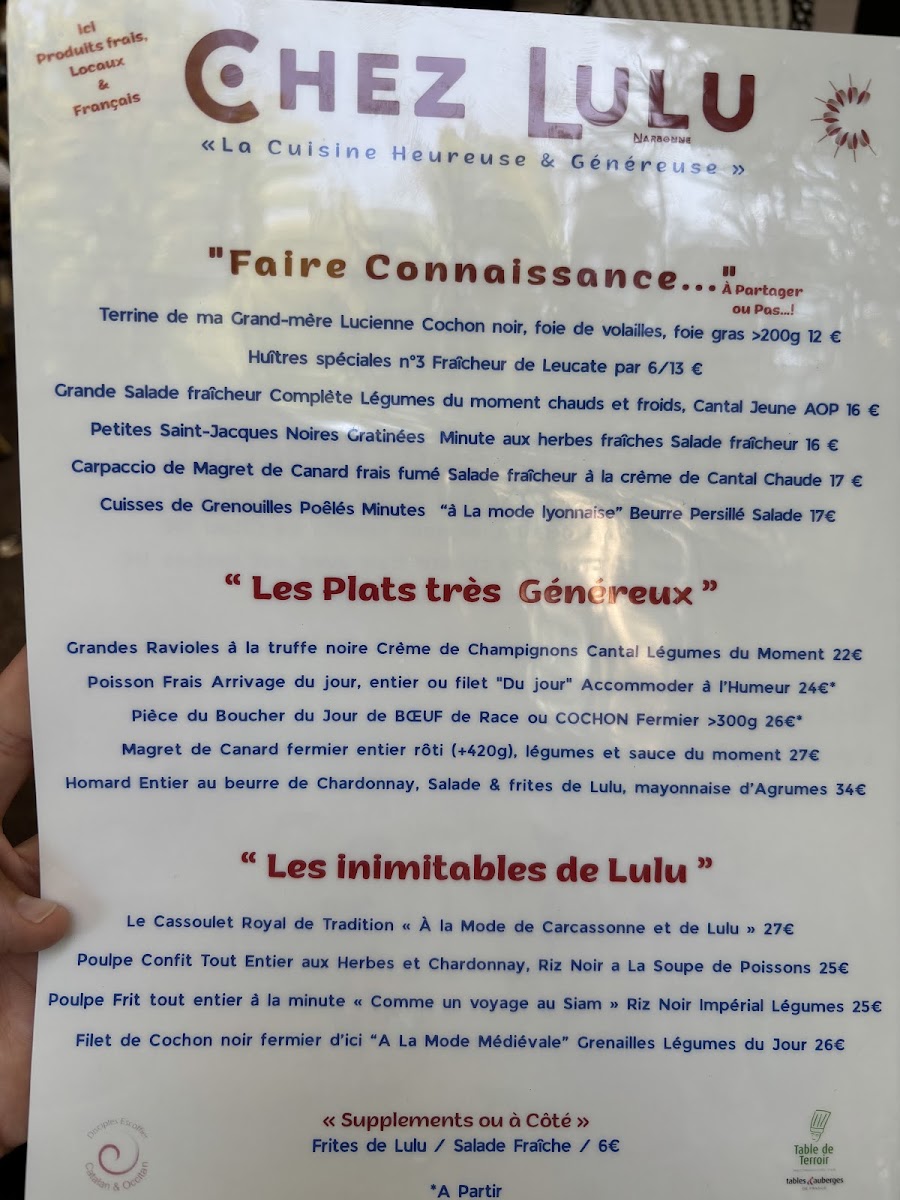 Chez Lulu Photo Menu 2