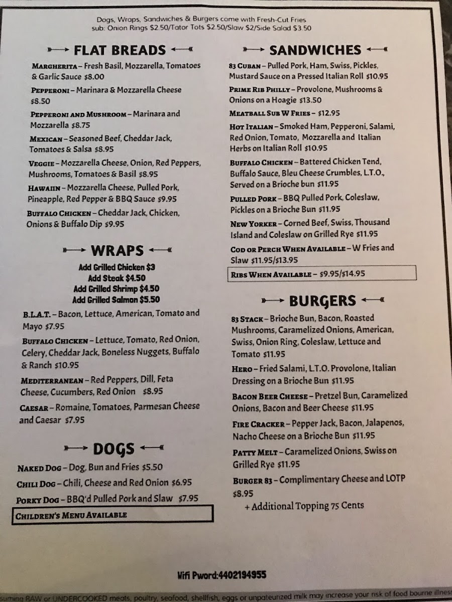 83 & Chestnut Pub and Eatery - North Ridgeville, OH Photo Menu 4