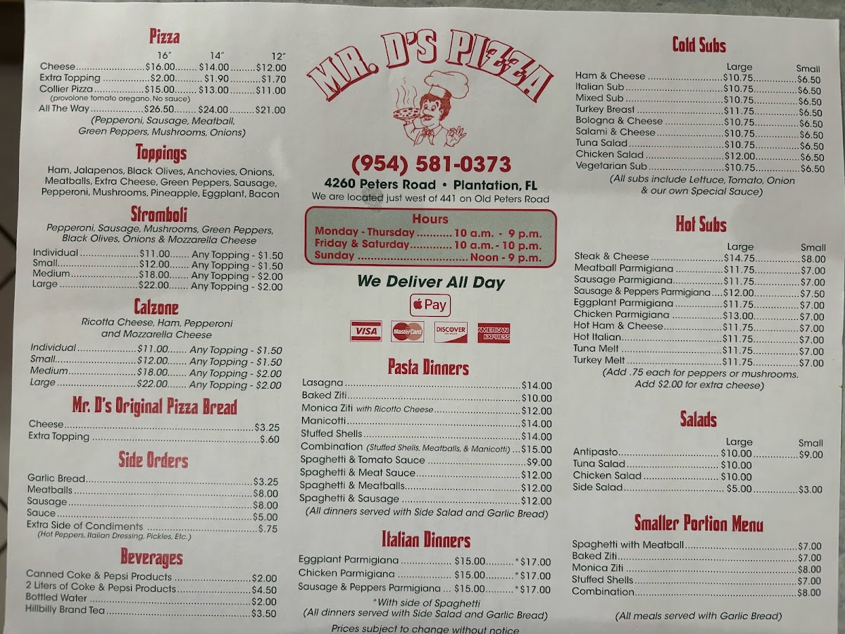 Mr D's Pizza Photo Menu 2