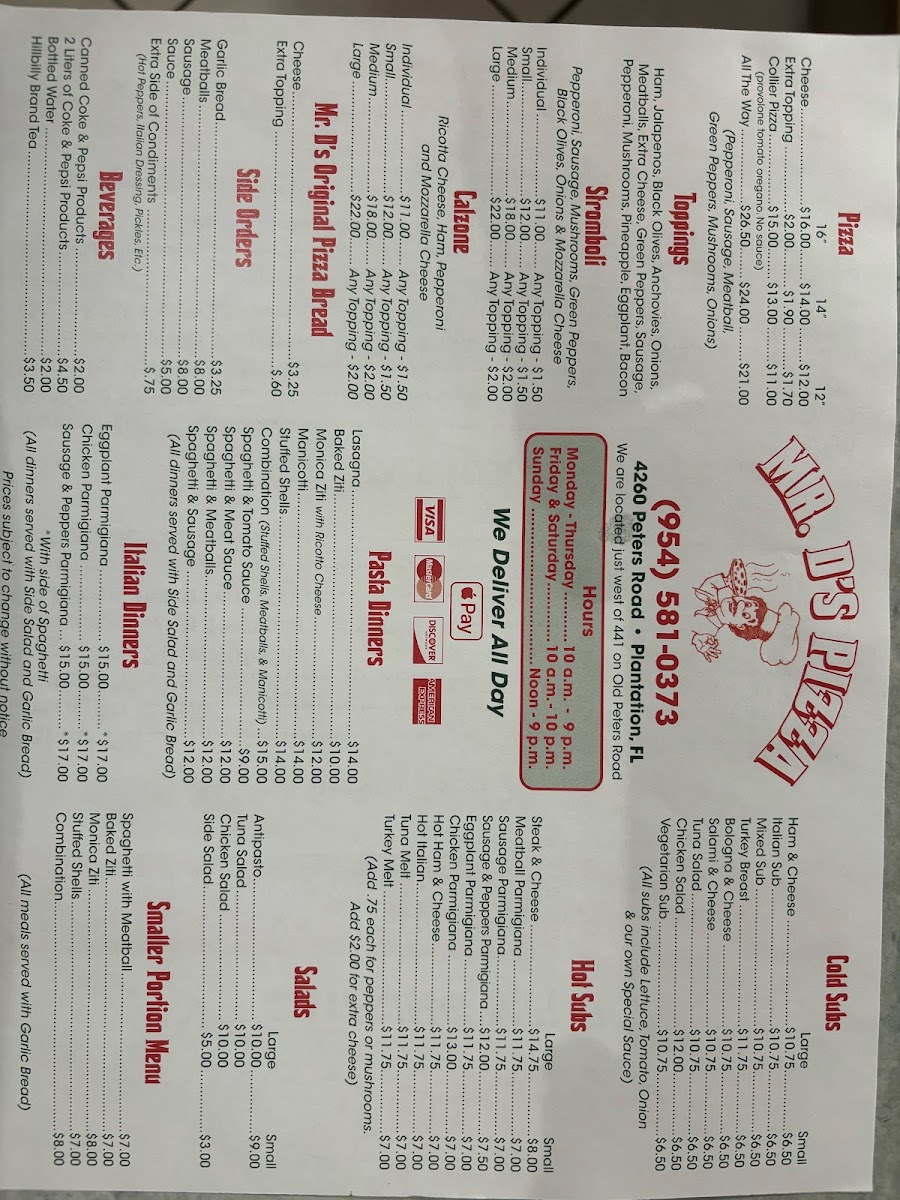 Mr D's Pizza Photo Menu 3