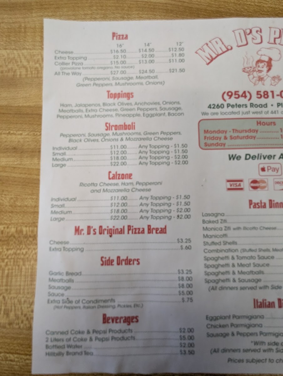 Mr D's Pizza Photo Menu 9