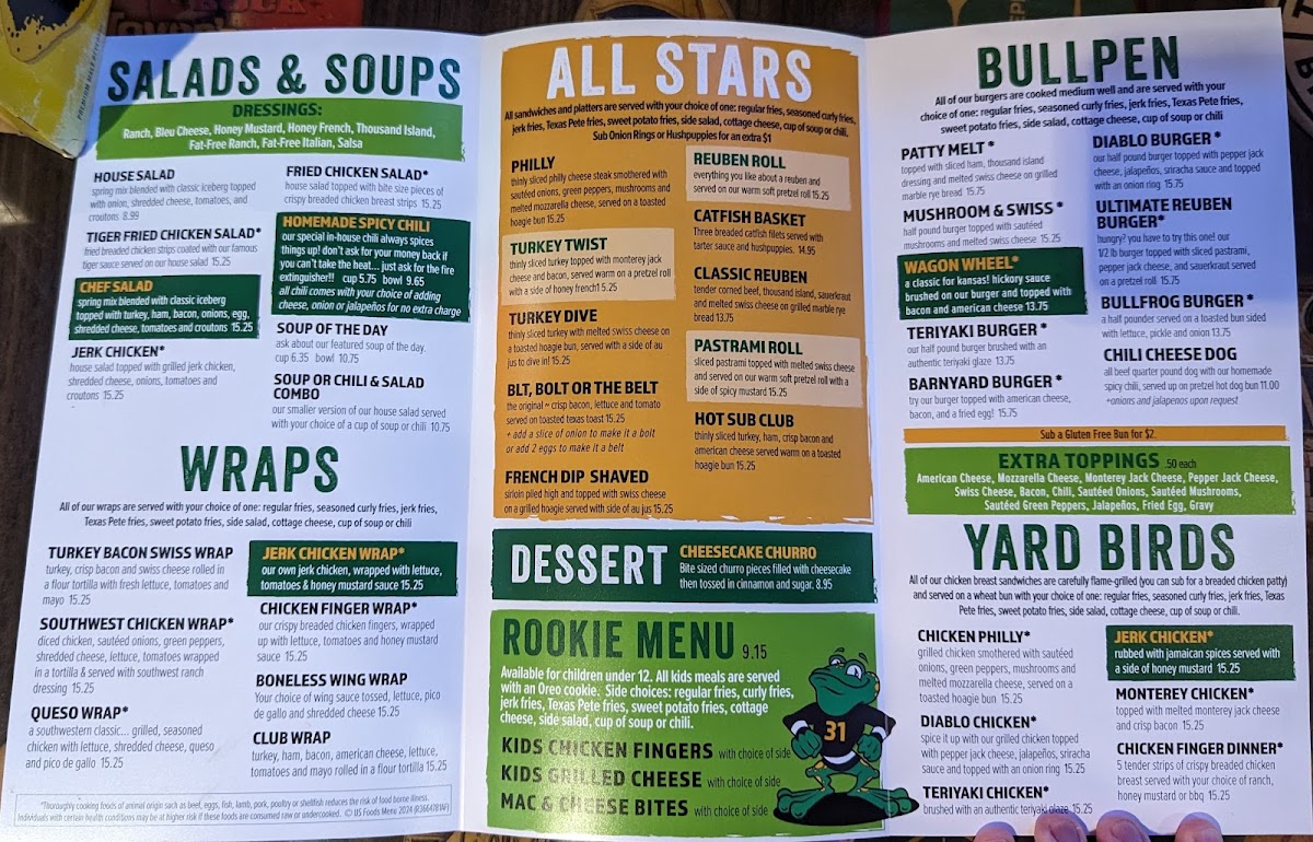 Jeremiah Bullfrogs Photo Menu 1