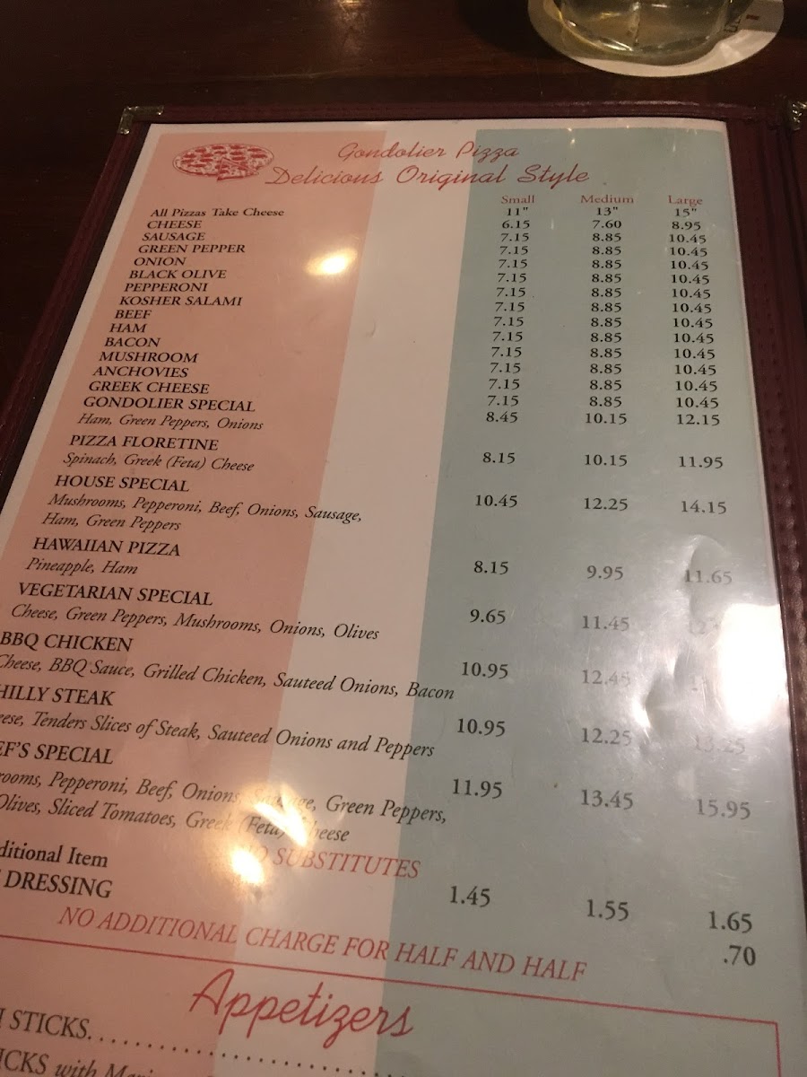 Gondolier Pizza & Steak House Photo Menu 8