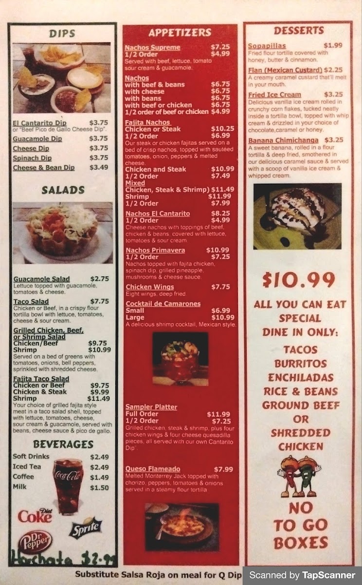 El Cantarito Mexican Restaurant Photo Menu 1