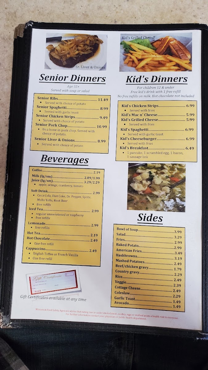 Rice Lake Family Restaurant Photo Menu 1