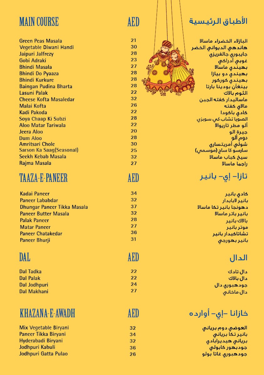 Sagar Ratna Restaurant DMCC Dubai Photo Menu 3
