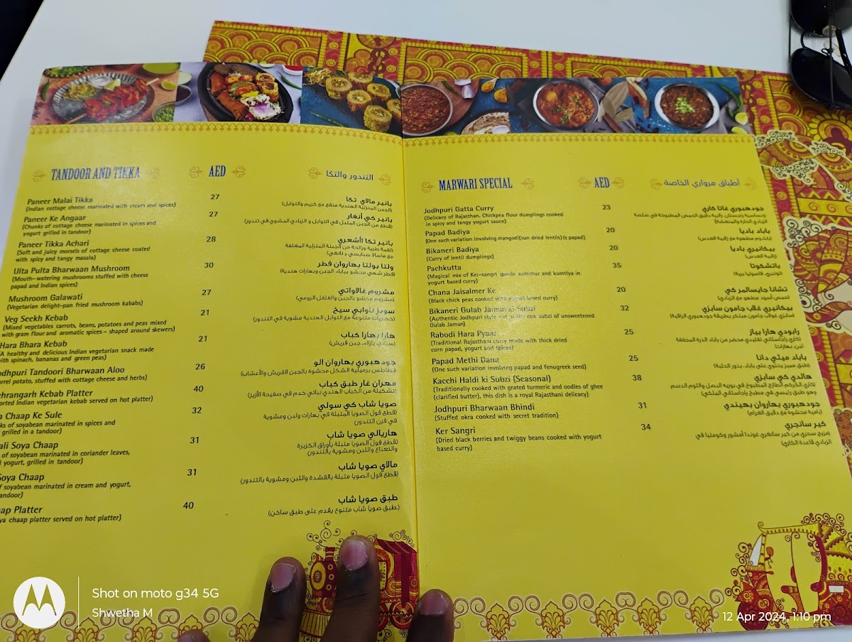 Sagar Ratna Restaurant DMCC Dubai Photo Menu 7