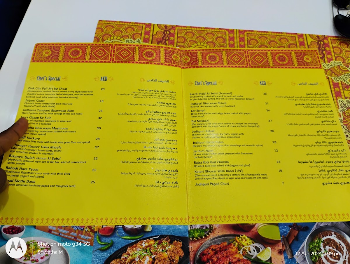 Sagar Ratna Restaurant DMCC Dubai Photo Menu 8
