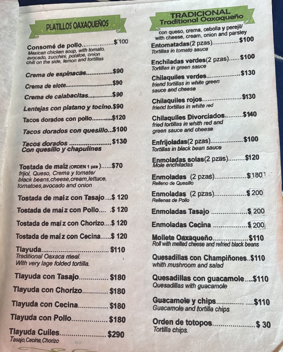 Cafe Los Cuiles Photo Menu 1