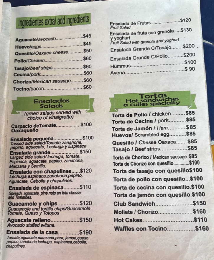 Cafe Los Cuiles Photo Menu 2