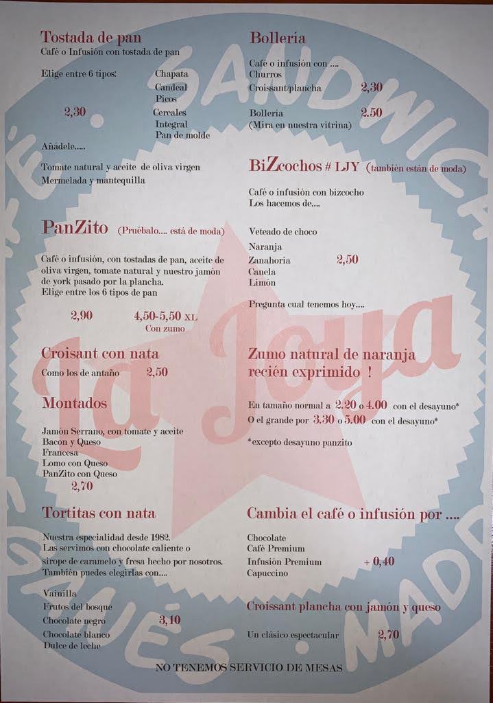 La Joya Café Photo Menu 2