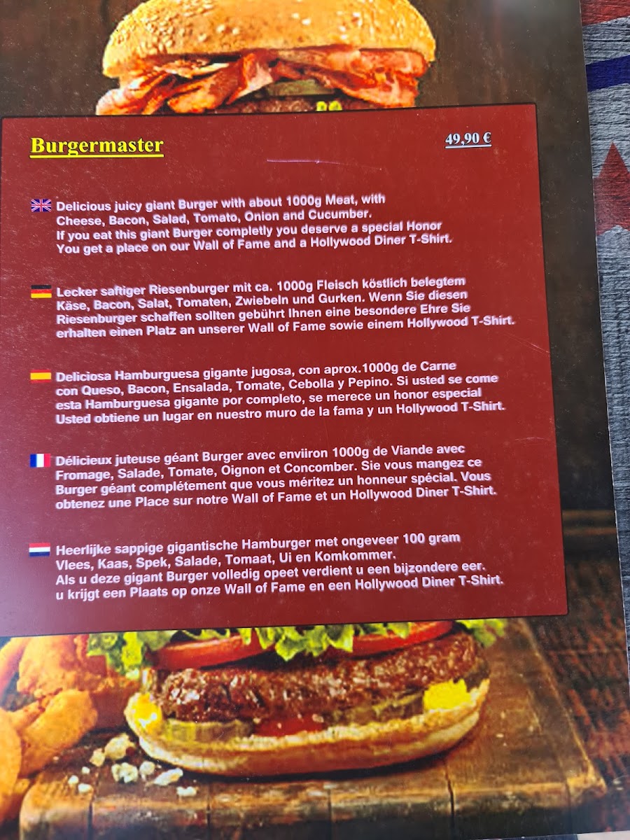Hollywood Diner Cala Millor Photo Menu 2