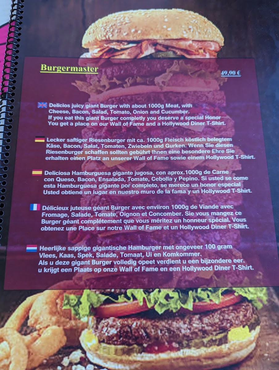 Hollywood Diner Cala Millor Photo Menu 3