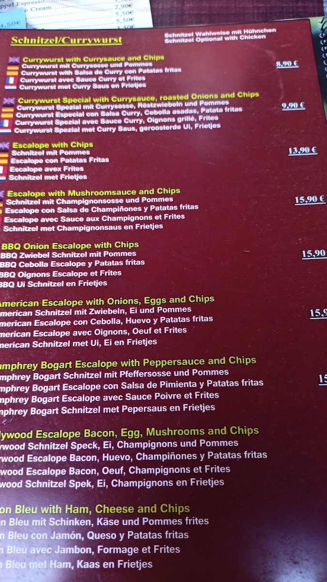 Hollywood Diner Cala Millor Photo Menu 5