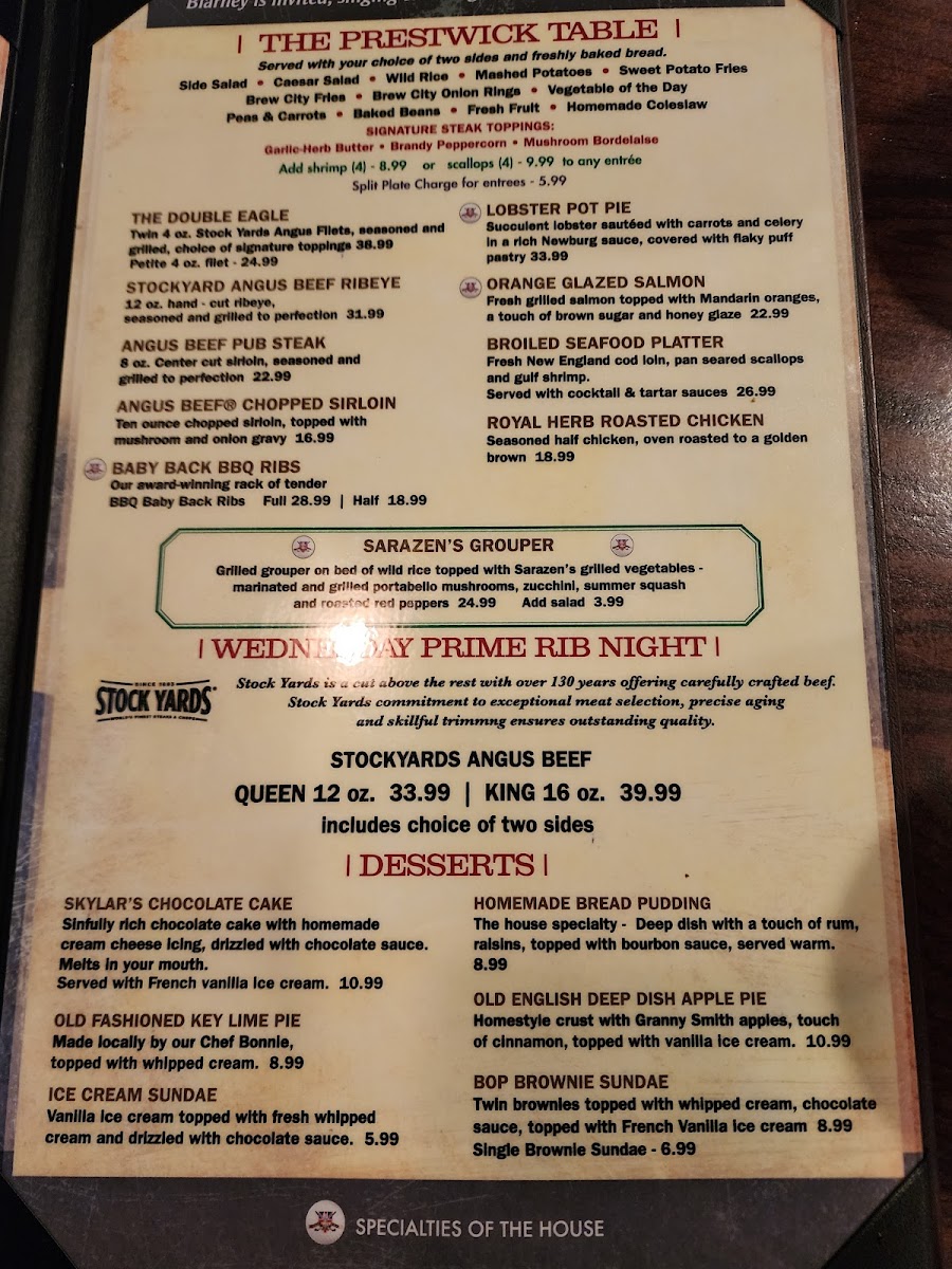 British Open Pub of Bluffton Photo Menu 1